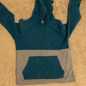Nice looking two hand pockets, blue and gray hoodie for kids